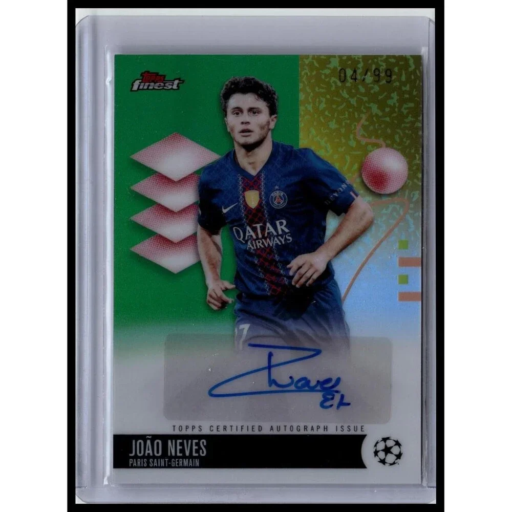 2025-26 Finest UEFA João Neves #BA-JN Paris Saint-Germain Base Auto Green #/99